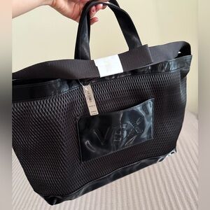 VSX NWT Victoria Secret Shiny Black Mesh Tote Bag